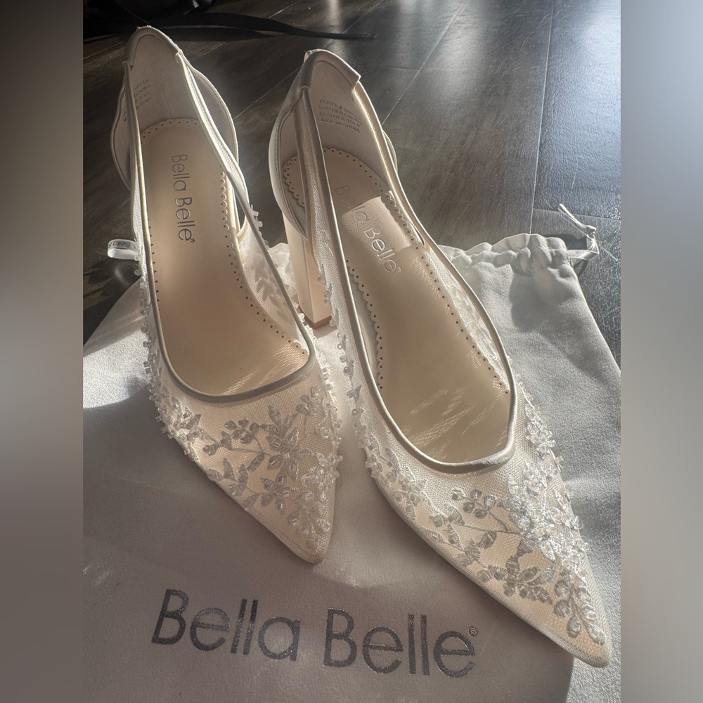 Bella Belle Ivory Slingback 3” Block Heels - Easton Style